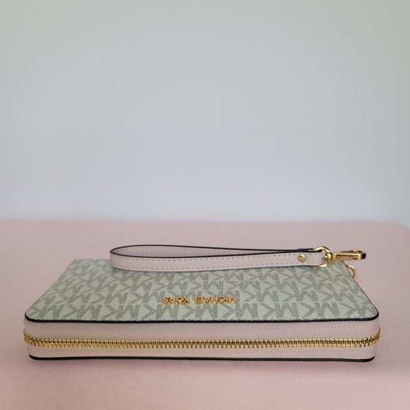 MICHAEL KORS Signature Logo Jet Set Travel Continental Wallet/Wristlet-Pwr Blush - Picture 8 of 16